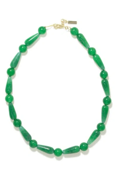 Completedworks The Depths Of Time Chalcedony Beaded Necklace In Green 18ct Gold Plated