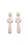 Completedworks The Depths Of Time Enamel; Rose Quartz And Pearl Drop Earrings In Pink