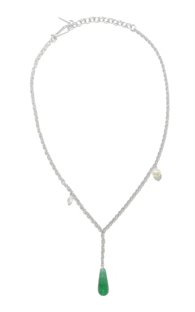 Completedworks The Depths Of Time Pearl; Crystal And Chalcedony Silver-plated Necklace In Metallic