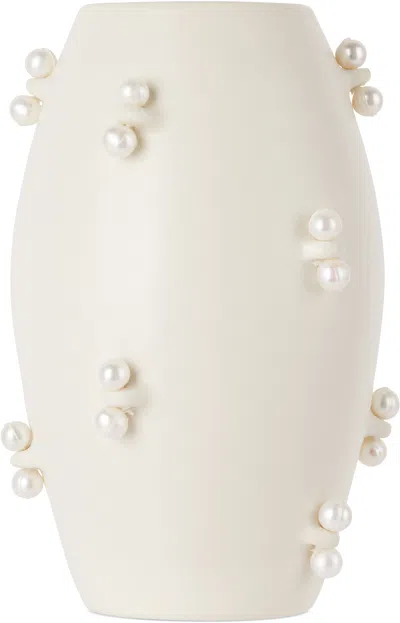 Completedworks White Pearly Pearl Small Vase In Matte White
