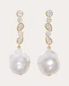 Completedworks Women's Cubic Zirconia & Baroque Pearl 18k Gold Vermeil Pitter-patter Drop Earrings In White