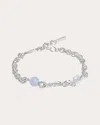 Completedworks Women's Cubic Zirconia & Blue Lace Agate Bracelet In White/blue