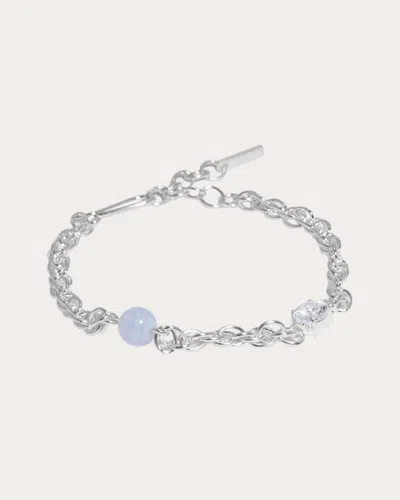 Completedworks Women's Cubic Zirconia & Blue Lace Agate Bracelet In White/blue