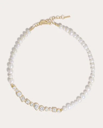 Completedworks Women's 18k Gold-plated Silver Freshwater Pearl And Cubic Zirconia Necklace In White