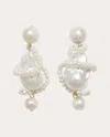 Completedworks Women's Pearl Carvings 18k Gold-plated Silver And Pearl Earrings In White