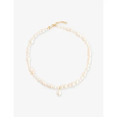 Completedworks Womens Beaded 18ct Yellow Gold-plated Silver, Freshwater Pearl And Baroque Pearl Pendant Necklace