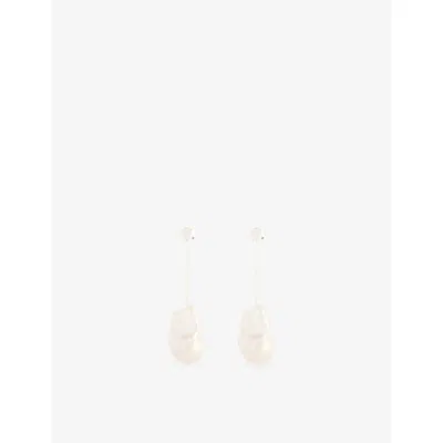 Completedworks Womens Suspended Boulder Rhodium-plated Sterling-silver Earrings In White