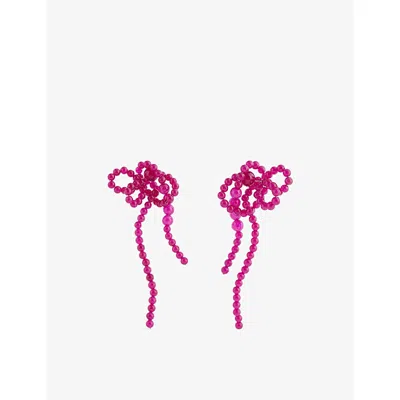 Completedworks Womens Silverfuschia Chalcedony Bead Silver Drop Earrings