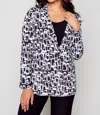 Compli K Geometric Printed Blazer Top In Black/whiite In Multi