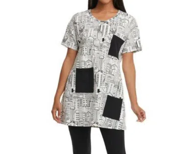 Compli K House Print Tunic In Black And White In Multi