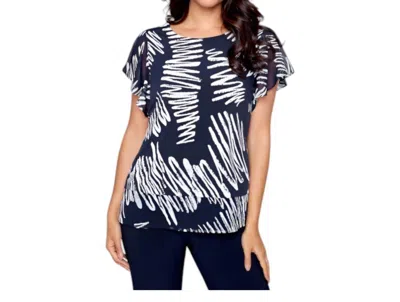 Compli K Squiggle Printed Top In Navy In Blue