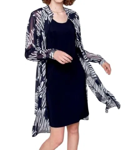 Compli K Tank Dress With Sheer Long Jacket In Navy In Blue