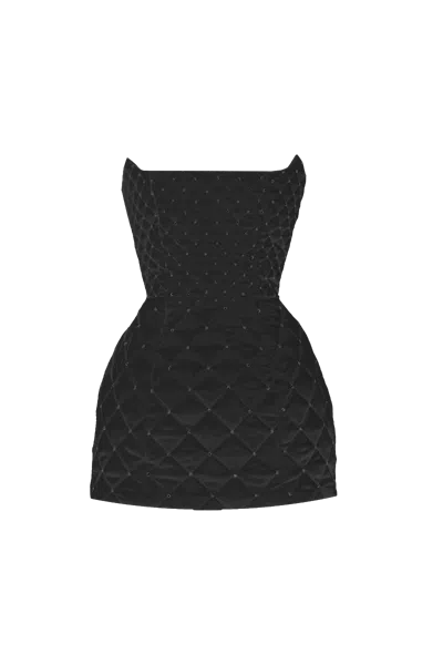Compte Spain Black Crystal Quilted Mini Dress