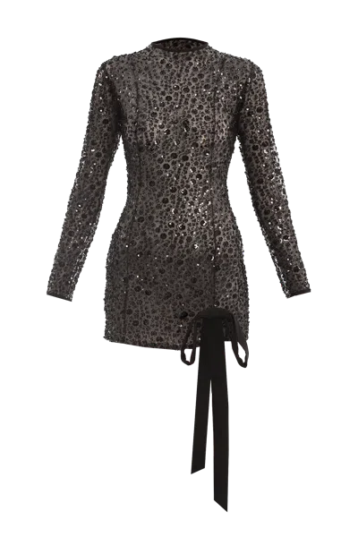 Compte Spain Black Sequin Embroidered Mini Dress