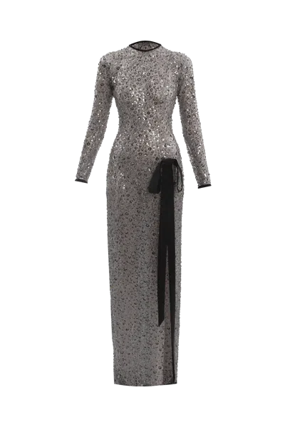 Compte Spain Gray Sequin Embroidered Dress
