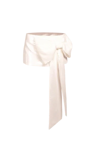 Compte Spain Ivory Bow Sequins Mini Skirt In Pink