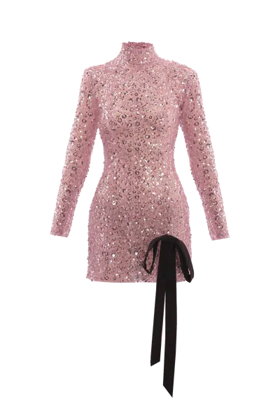 Compte Spain Pink Sequin Embroidered Tulle Mini Dress