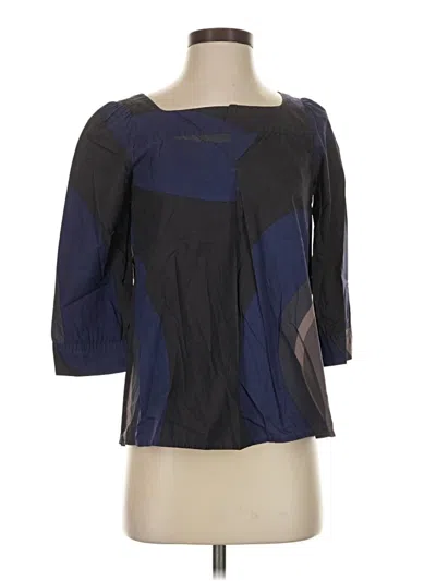 Pre-owned Comptoir Des Cotonniers 3/4 Sleeve Top Blue Color Block Pattern Square Neckline Tops