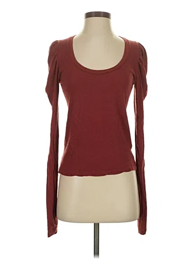 Pre-owned Comptoir Des Cotonniers Long Sleeve Top Burgundy Scoop Neck Tops