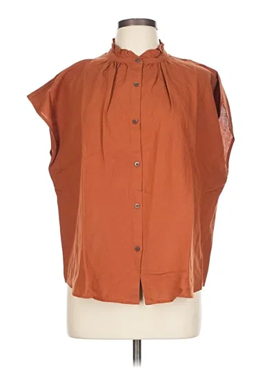 Pre-owned Comptoir Des Cotonniers Short Sleeve Blouse In Brown