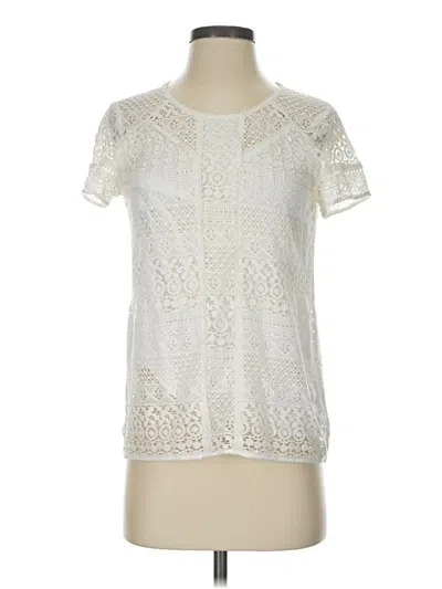 Pre-owned Comptoir Des Cotonniers Short Sleeve Top Ivory Keyhole Neckline Tops