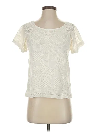 Pre-owned Comptoir Des Cotonniers Short Sleeve Top Ivory Square Neckline Tops In White