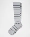 Comrad Men's Stripe Knee-high Compression Socks In Charcoal