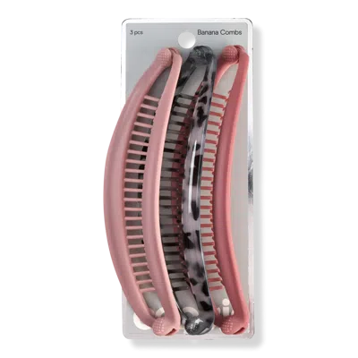 Conair Accessories Flat Banana Combs - Mauve, Light Pink, And Black/cleartort