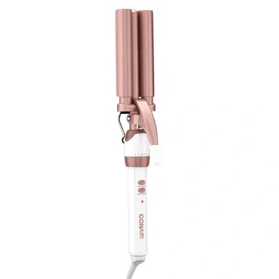 Conair Double Ceramic Triple Barrel Hair Waver, Crimping Iron In Cream