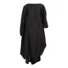 Concept A Trois Women's Asymmetric Oversized Blouse With Drawstring- Satin Black