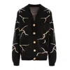Concept A Trois Women's Black / Brown Knitted Cardigan - Beige Branch Graphic In Black/brown