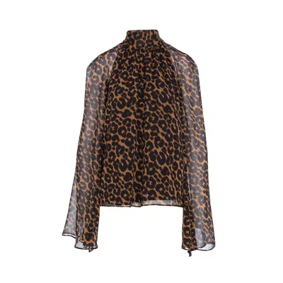 Concept A Trois Women's Black / Brown Veil Bouse – Leopard Print In Multi