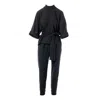 Concept A Trois Women's Black Deux-pieces With Ankle Cuffed Trousers And Oversize Blouse In Black