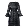 Concept A Trois Women's Black Mid-length Padded Jacket With Flared Sleeves In Black