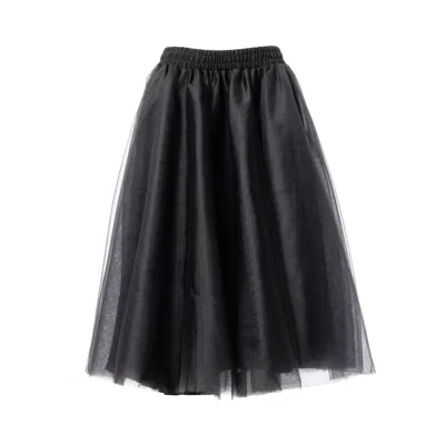 Concept A Trois Women's Black Mid Length Tulle Skirt