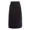 Concept A Trois Women's Black Quilted Skirt With One Side Zipper In Black