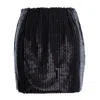 Concept A Trois Women's Black Short Sequined Skirt With Zipper In Black