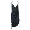 Concept A Trois Women's Black Slip Dress With Open Back And Adjustable Length In Black