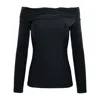 Concept A Trois Women's Black Top On The Shoulders In Black