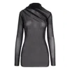 Concept A Trois Women's Black Tulle Blouse In Black