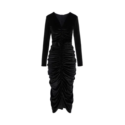 Concept A Trois Women's Black Velvet Dress With Pleats