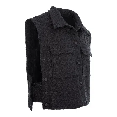 Concept A Trois Women's Black Vest With Discreet Embroidery - Special Capsule "self.readytowear"