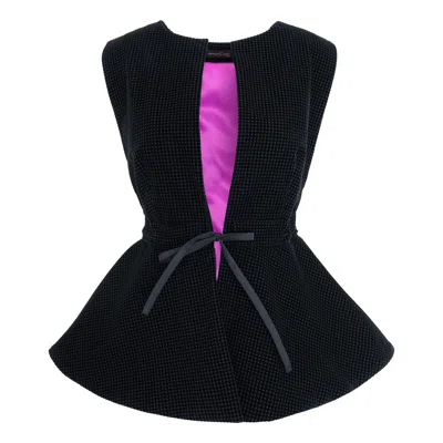 Concept A Trois Women's Black Vest With Peplum And String At The Waist