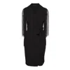 Concept A Trois Women's Black Wrap Blazer Dress With Fringed Sleeves In Black