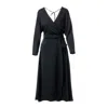 Concept A Trois Women's Black Wrap Dress With Long Raglan Sleeves In Black
