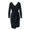 Concept A Trois Women's Black Wrap Long Sleeve Dress In Black