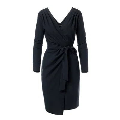 Concept A Trois Women's Black Wrap Long Sleeve Dress