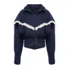 Concept A Trois Women's Blue Linen Dark Navy Jacket- Special Capsule " Self" Ready To Wear In Blue