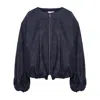 Concept A Trois Women's Blue / White Jacquard Bomber Abstract Print - Special Capsule " Self" Ready To Wear In Multi