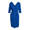 Concept A Trois Women's Blue Wrap Three Quarter Length Sleeve Dress In Blue